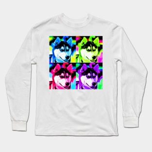 Siberian Husky - Pop Art Design Long Sleeve T-Shirt